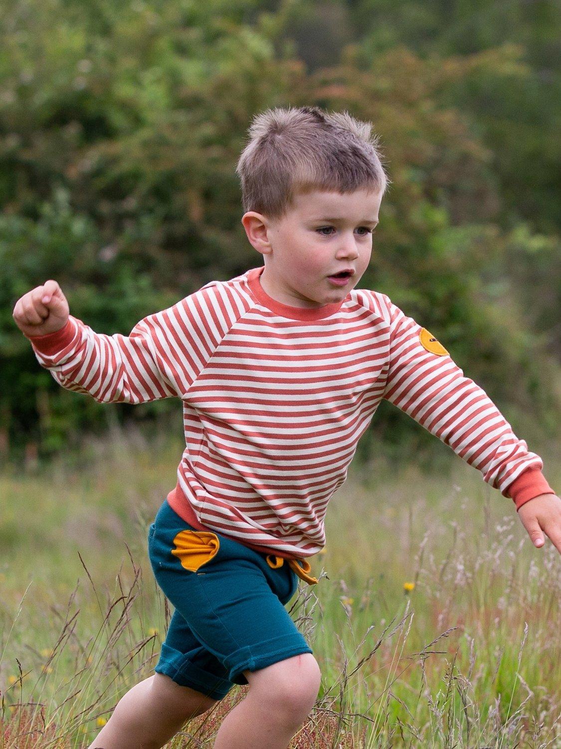 Product image 4 of 4, which shows Little Green Radicals Baby Organic Cotton June Bug Marl Comfy Jogger Shorts, Green, 5-6 years