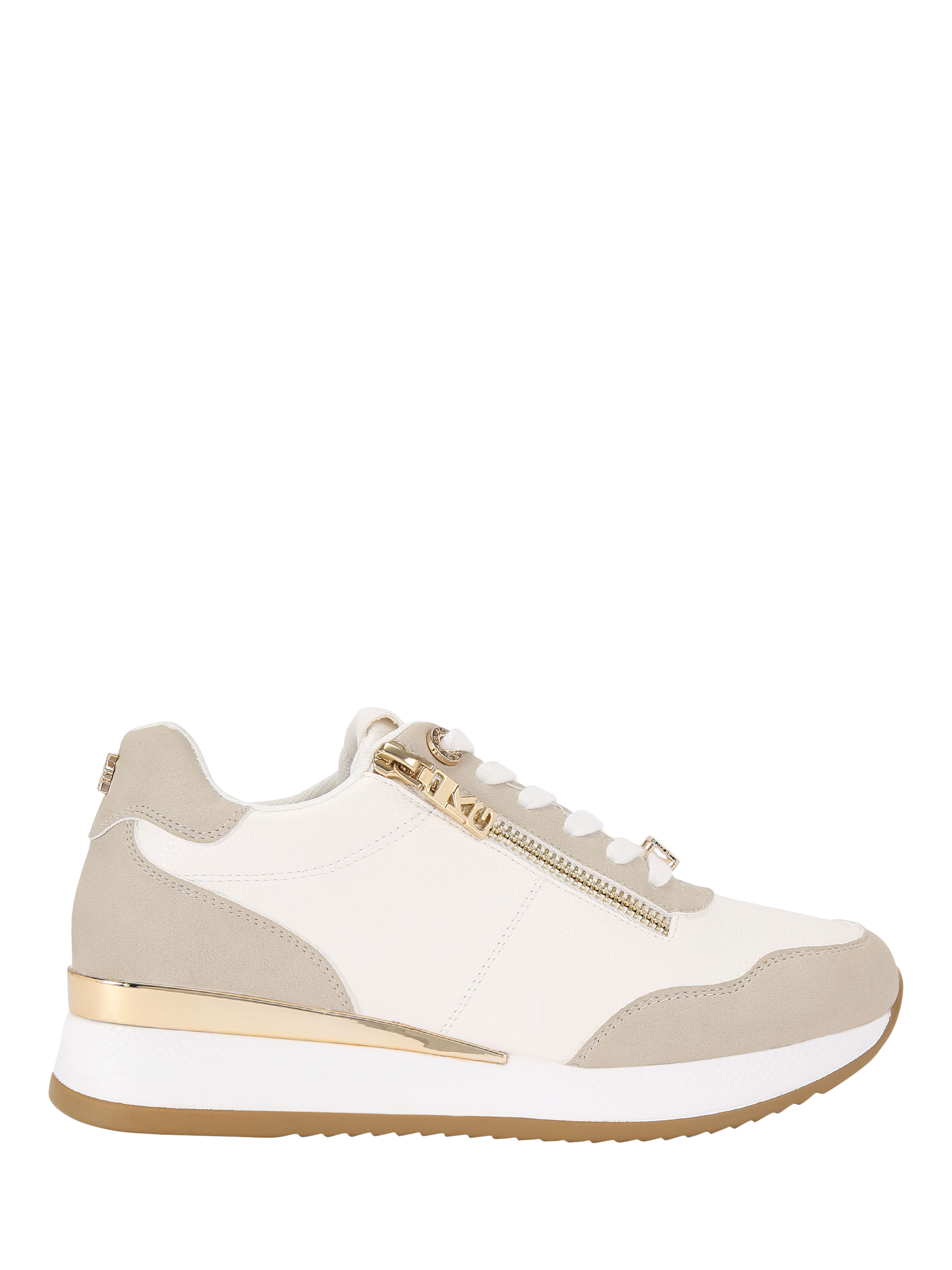 Product image 1 of 5, which shows KG Kurt Geiger Lina Chunky Sole Trainers, Taupe, 3