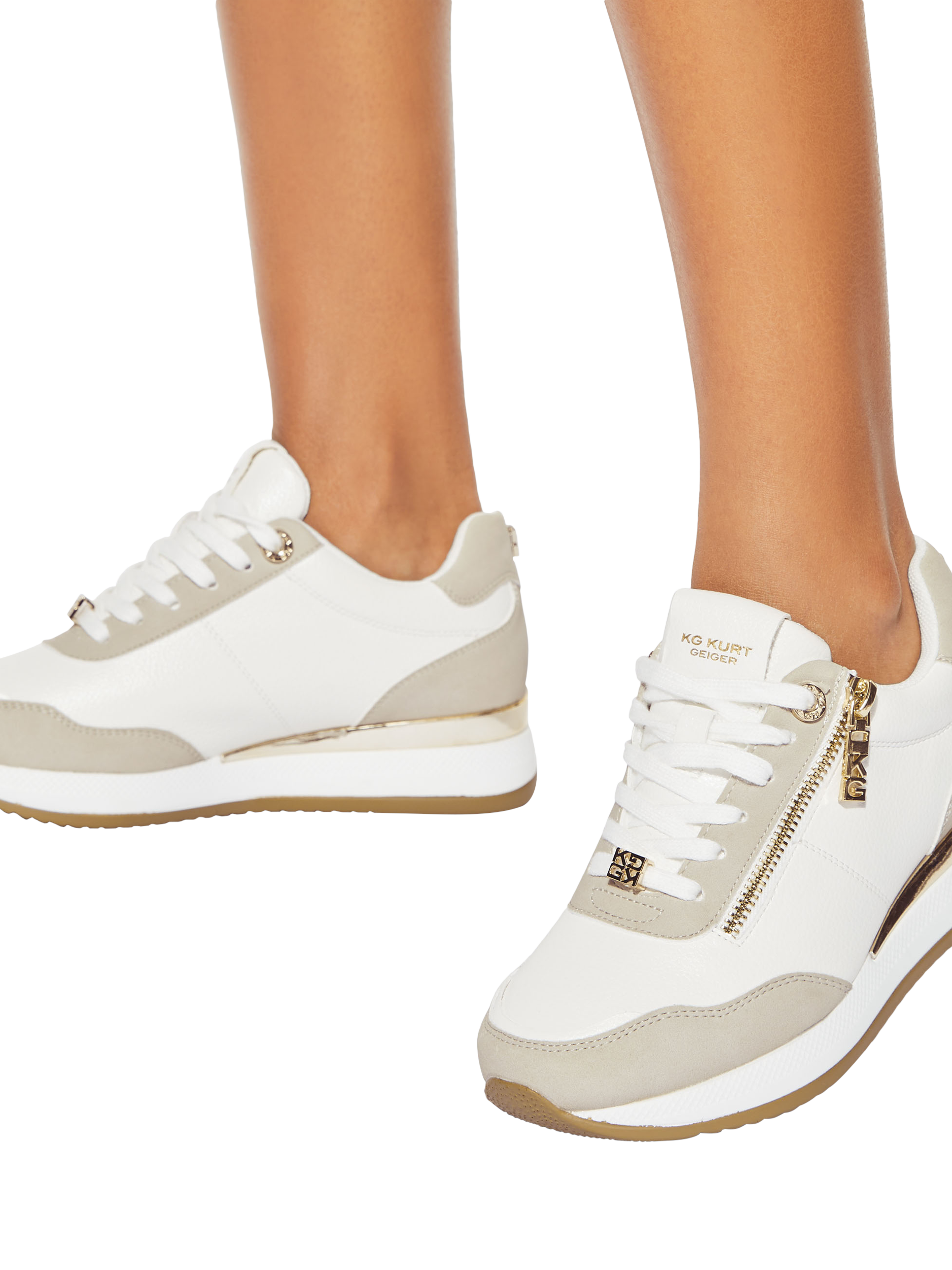 Product image 2 of 5, which shows KG Kurt Geiger Lina Chunky Sole Trainers, Taupe, 3
