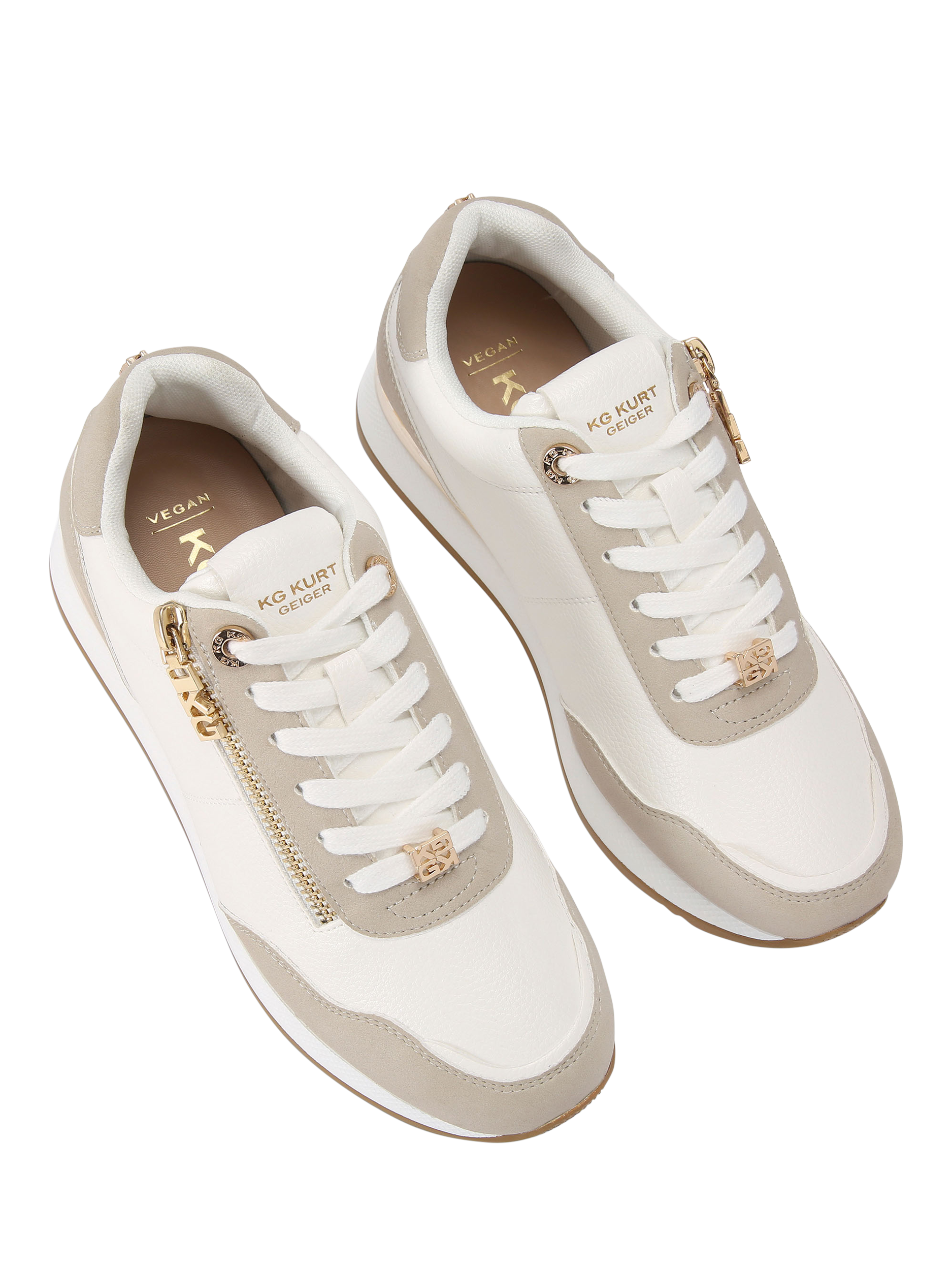 Product image 3 of 5, which shows KG Kurt Geiger Lina Chunky Sole Trainers, Taupe, 3