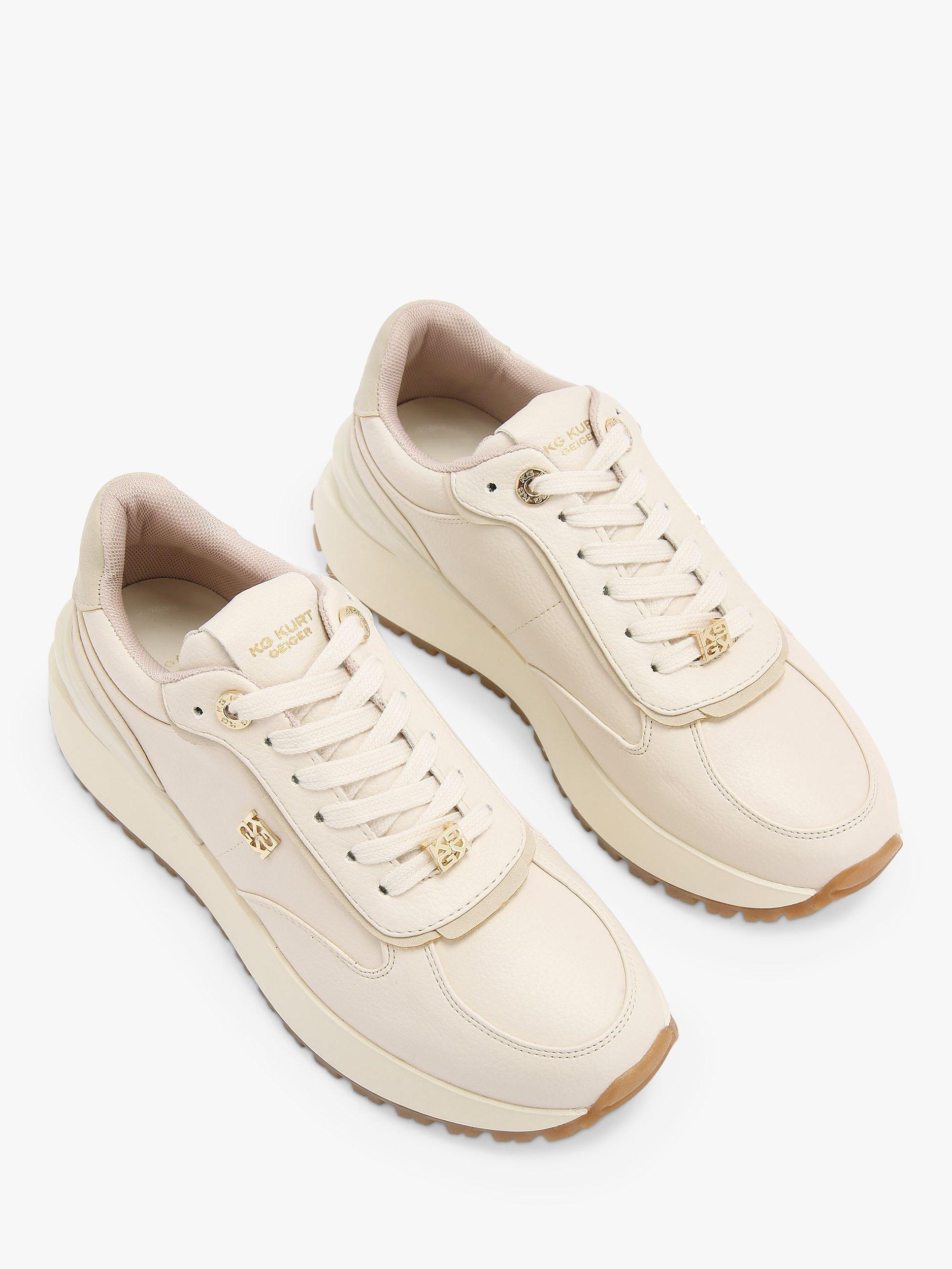 Product image 2 of 5, which shows KG Kurt Geiger Louisa Chunky Sole Trainers, Cream, 8