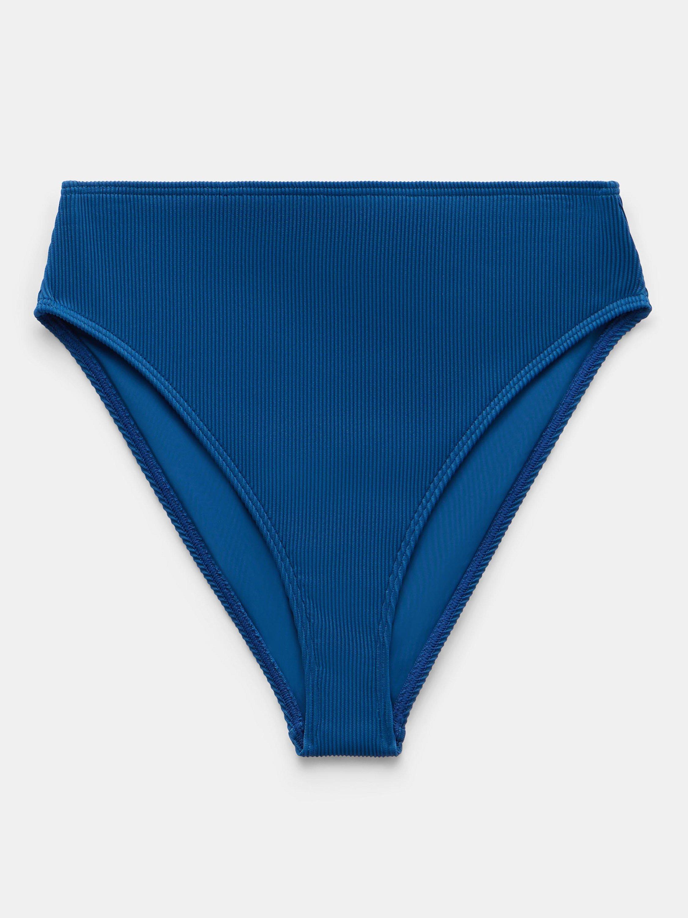 Product image 5 of 5, which shows HUSH Harper Ribbed High Waist Bikini Bottoms, Petrol, 4
