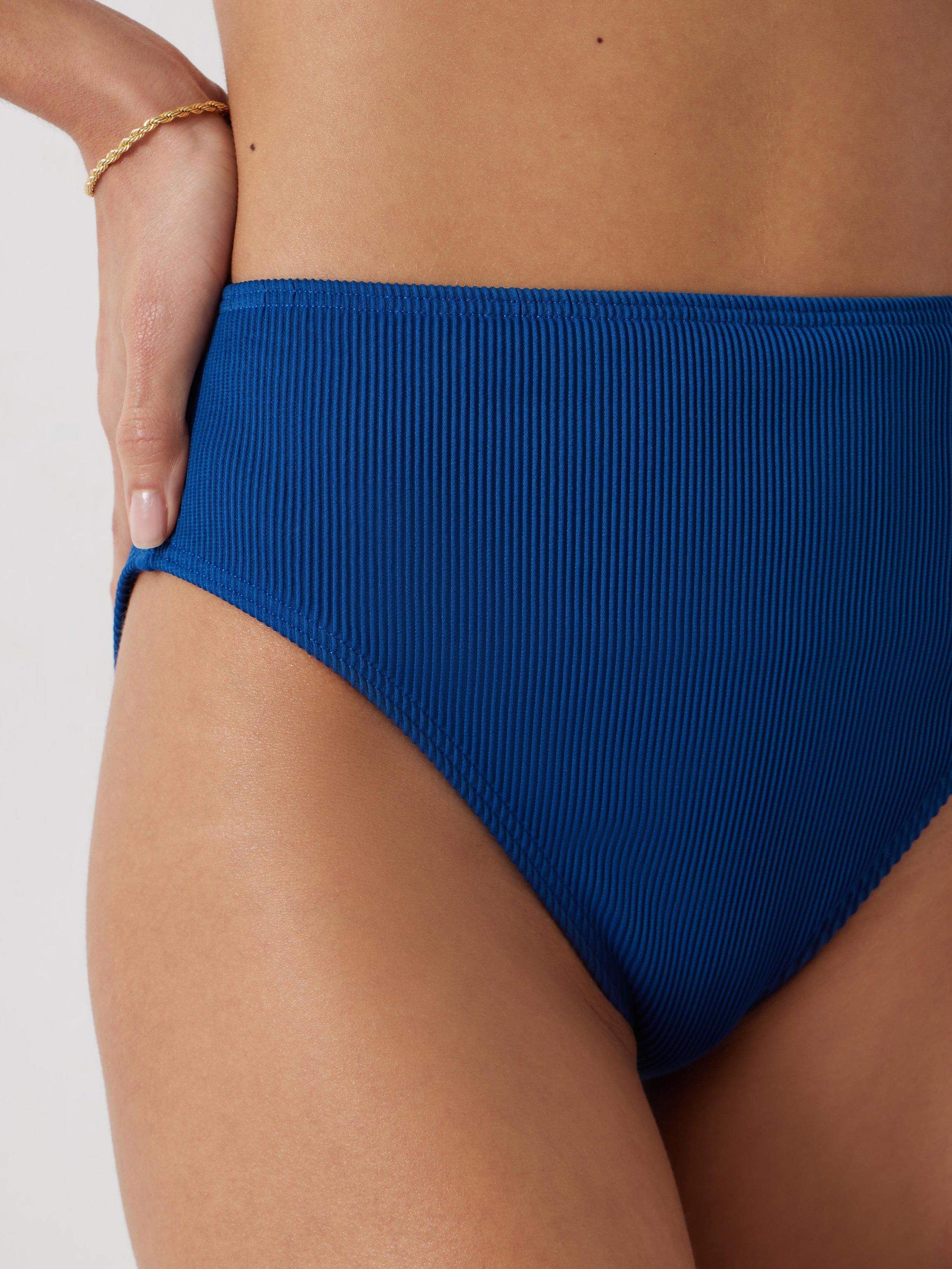 Product image 4 of 5, which shows HUSH Harper Ribbed High Waist Bikini Bottoms, Petrol, 4