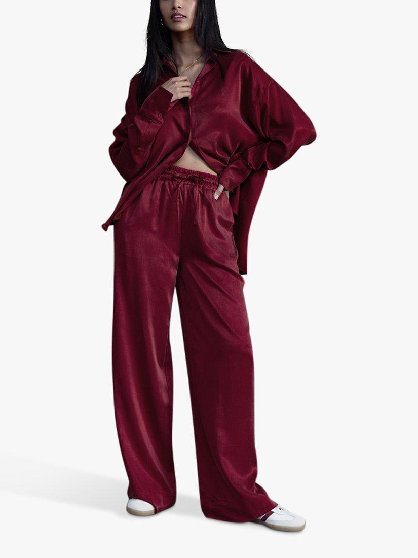 Life of ease Charlie Wide Leg Joggers, Merlot