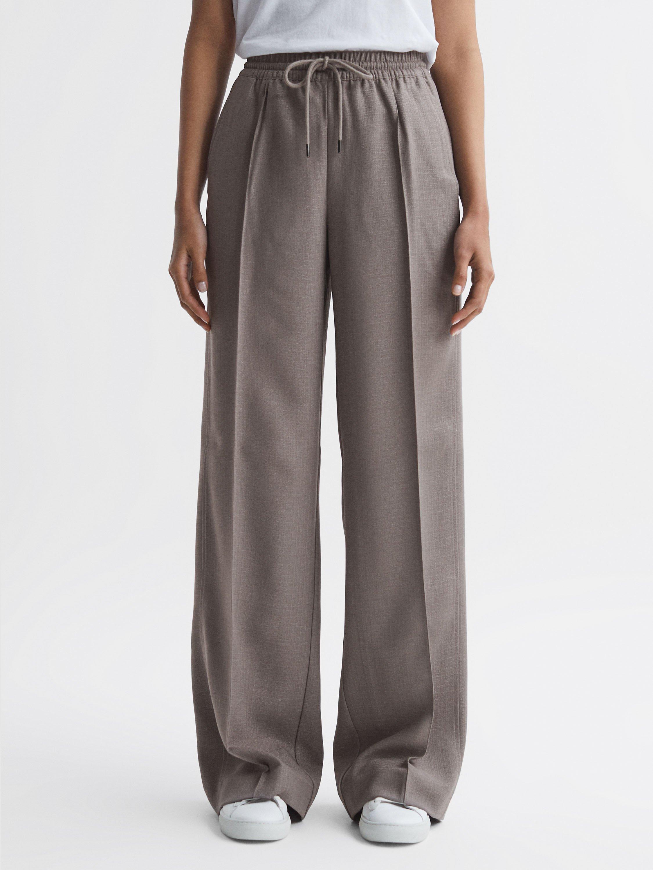 Reiss Sunnie Wide Leg Trousers, Mink