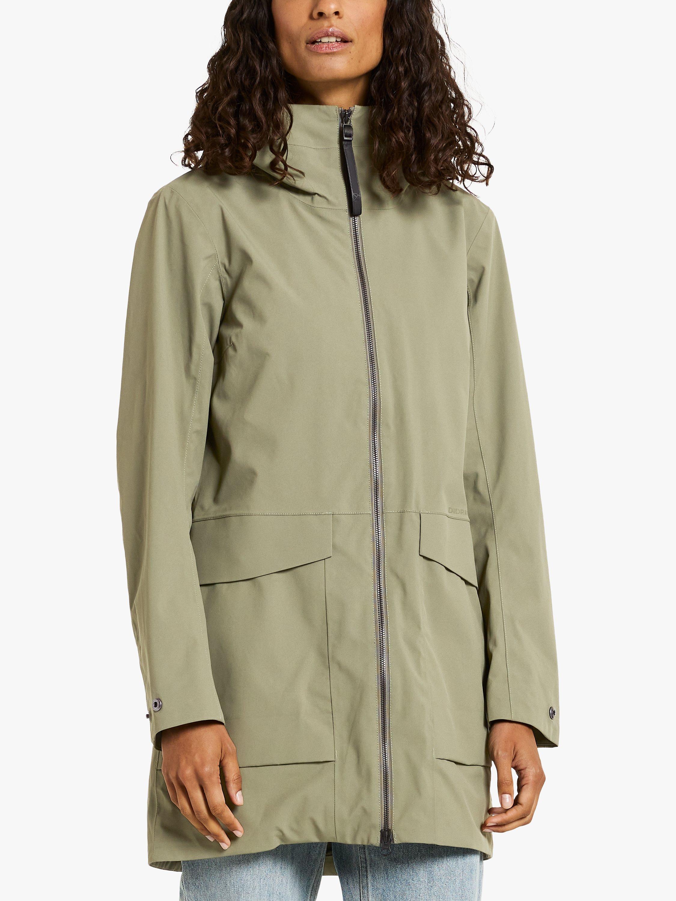 Didriksons Folka Mid Length Parka Jacket, Dusty Olive