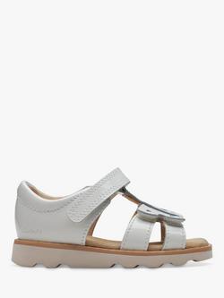 Clarks Kids' Crown Beat Leather T-Bar Sandals, White Patent, White Patent