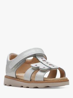 Clarks Kids' Crown Beat Leather T-Bar Sandals, White Patent - view 2, White Patent