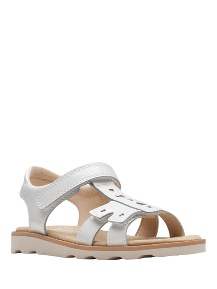Clarks Kids' Crown Beat Leather T-Bar Sandals, White Patent - view 2, White Patent