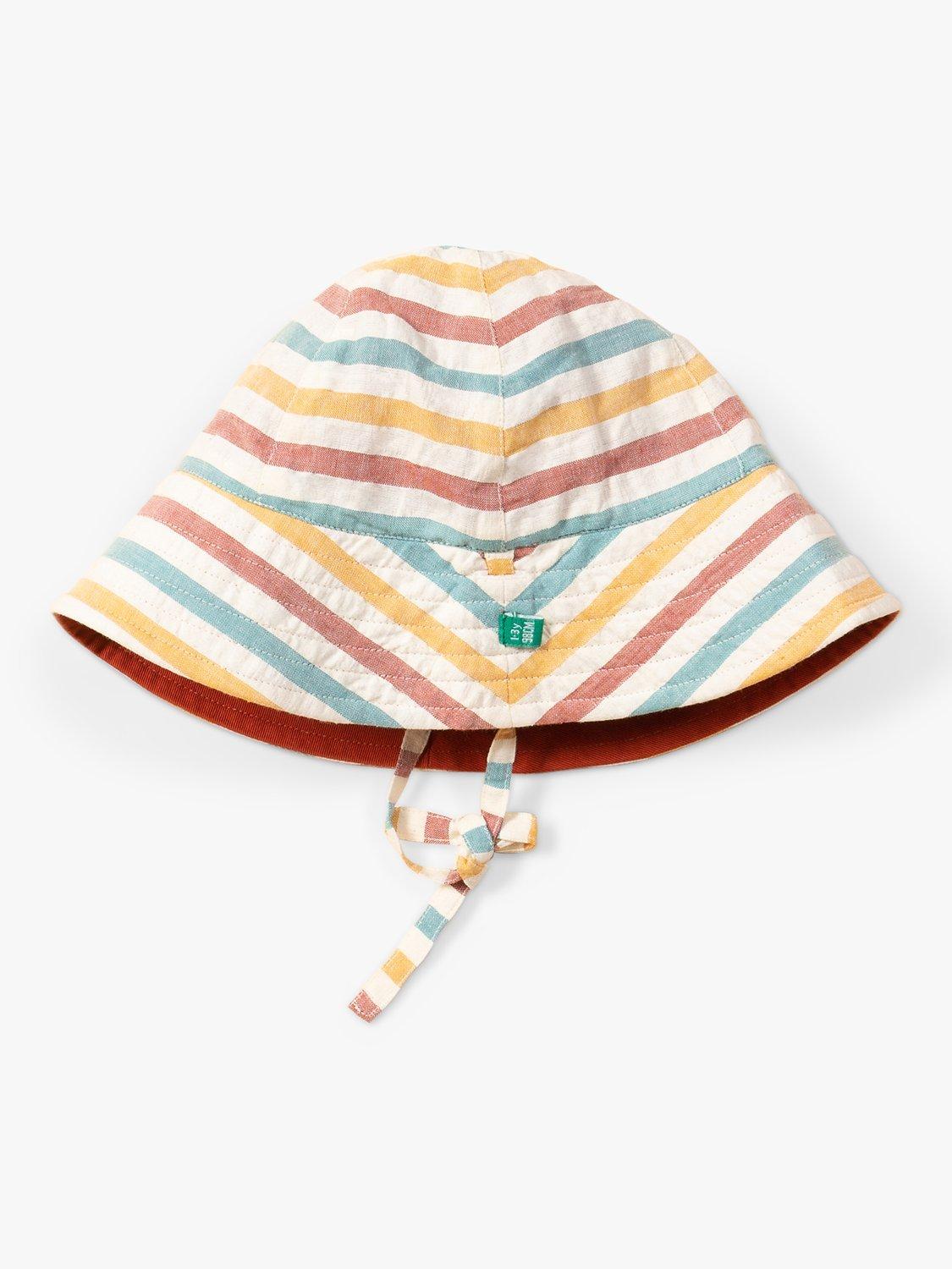 Little Green Radicals Baby Organic Cotton Stripe Reversible Sunhat, Walnut Stripe