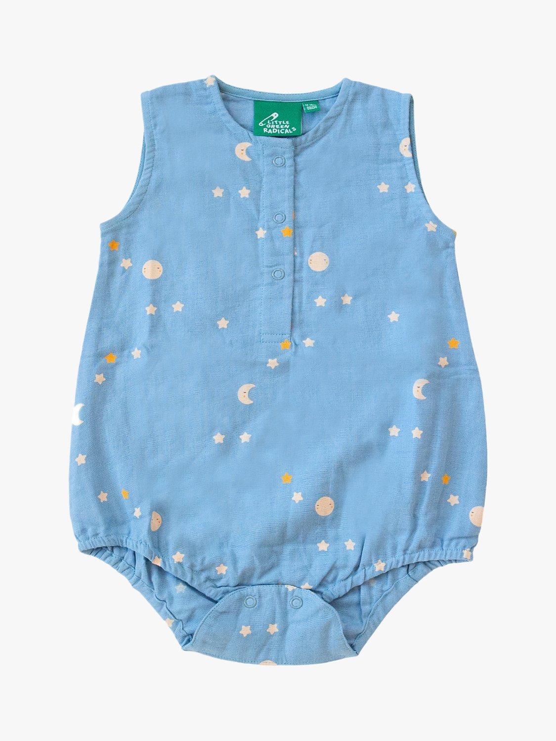 Little Green Radicals Baby Organic Cotton Dawn Bubble Bodysuit, Blue/Multi