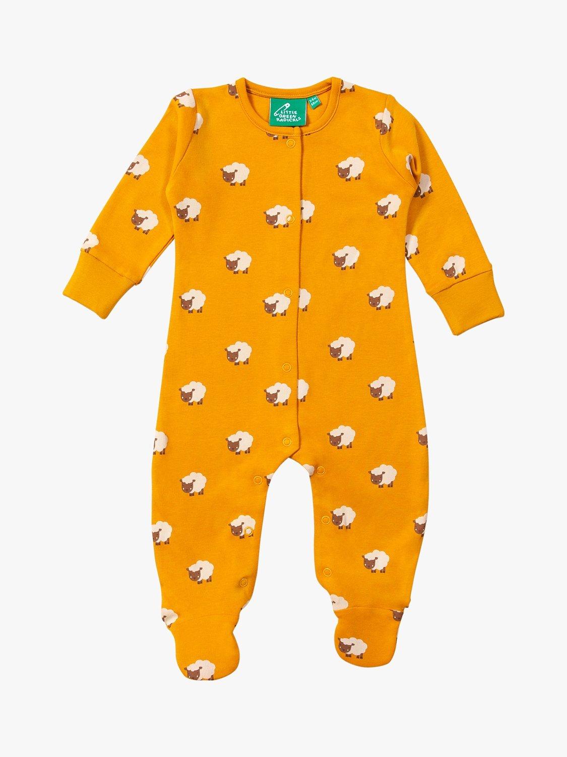 Little Green Radicals Baby Organic Cotton Counting Sheep Babygrow, Yellow