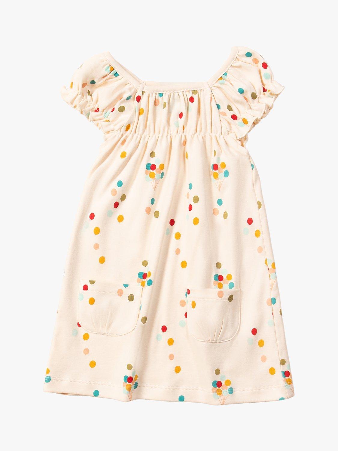 Product image 1 of 3, which shows Little Green Radicals Baby Balloon Organic Cotton Frill Dress, Multi, 2-3 years