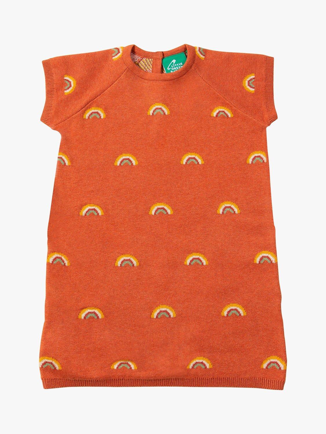 Little Green Radicals Kids' Rainbow Short Sleeve Knitted Tunic Dress, Walnut