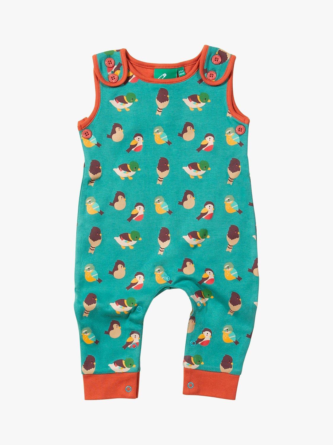 Little Green Radicals Baby Garden Birds Organic Cotton Everyday Dungarees, Multi