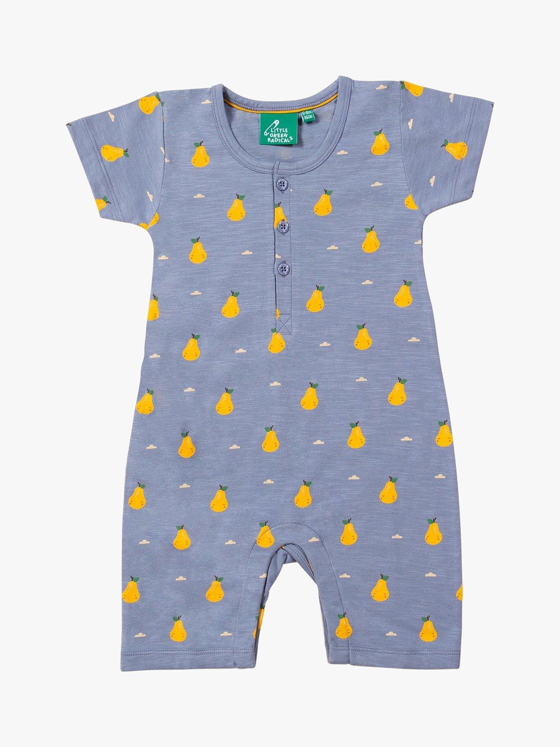 Little Green Radicals Baby Organic Cotton Sunshine Pear Summer Romper, Blue