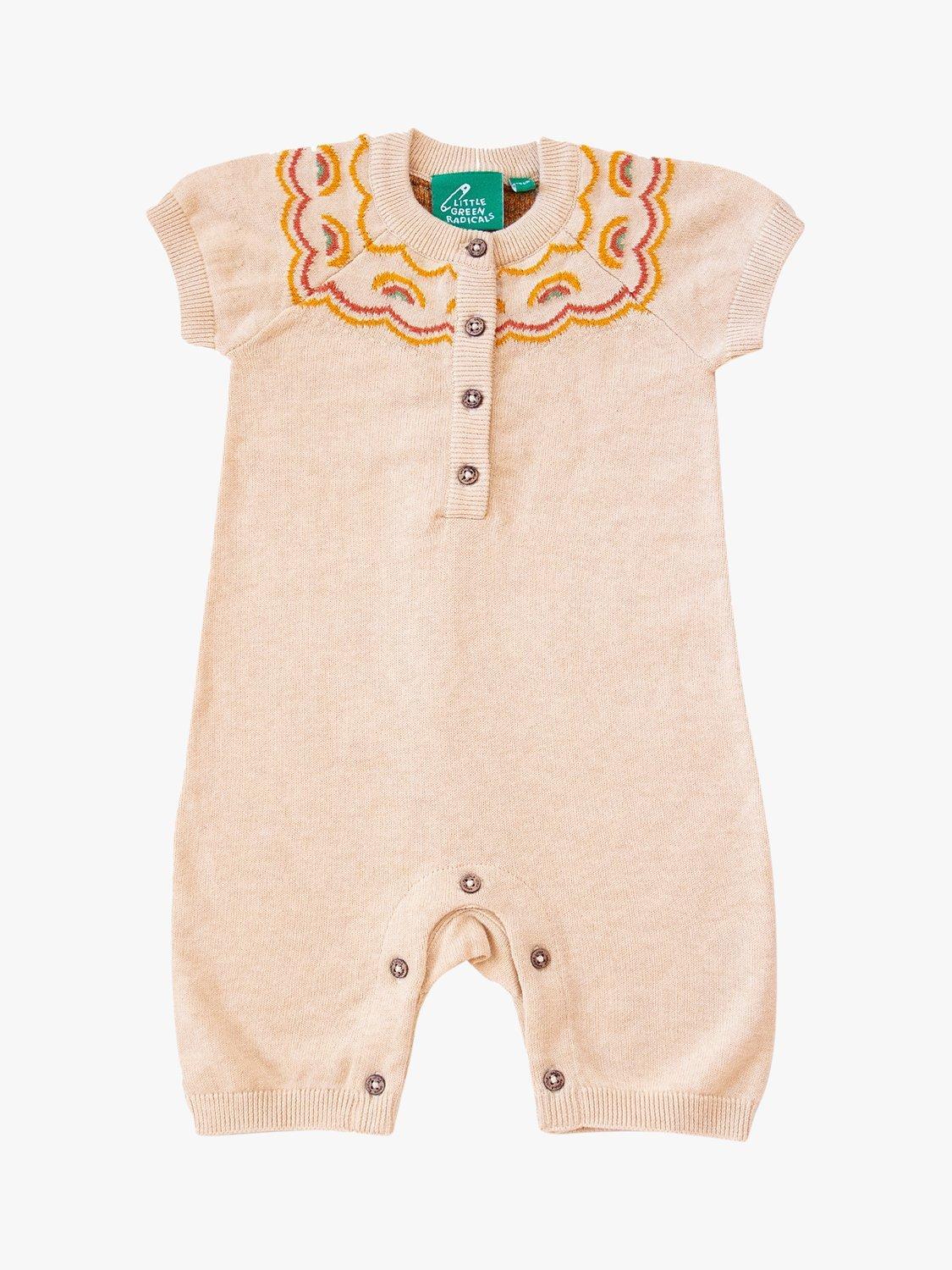 Little Green Radicals Baby Organic Cotton Rainbow Fair Isle Knit Shortie, Oatmeal