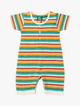 Little Green Radicals Baby Organic Cotton Striped Rainbow Summer Romper, Multi