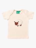 Little Green Radicals Baby Organic Cotton Counting Sheep Applique T-Shirt, Cream, Cream
