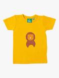 Little Green Radicals Baby Organic Cotton Lion Short Sleeve T-Shirt, Yellow, Golden Lion Print