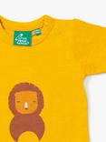 Little Green Radicals Baby Organic Cotton Lion Short Sleeve T-Shirt, Yellow, Golden Lion Print