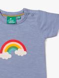 Little Green Radicals Baby Organic Cotton Rainbow T-Shirt, French Blue/Multi