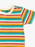 Little Green Radicals Baby Organic Cotton Rainbow Stripe Short Sleeve T-Shirt, Multi, Multi