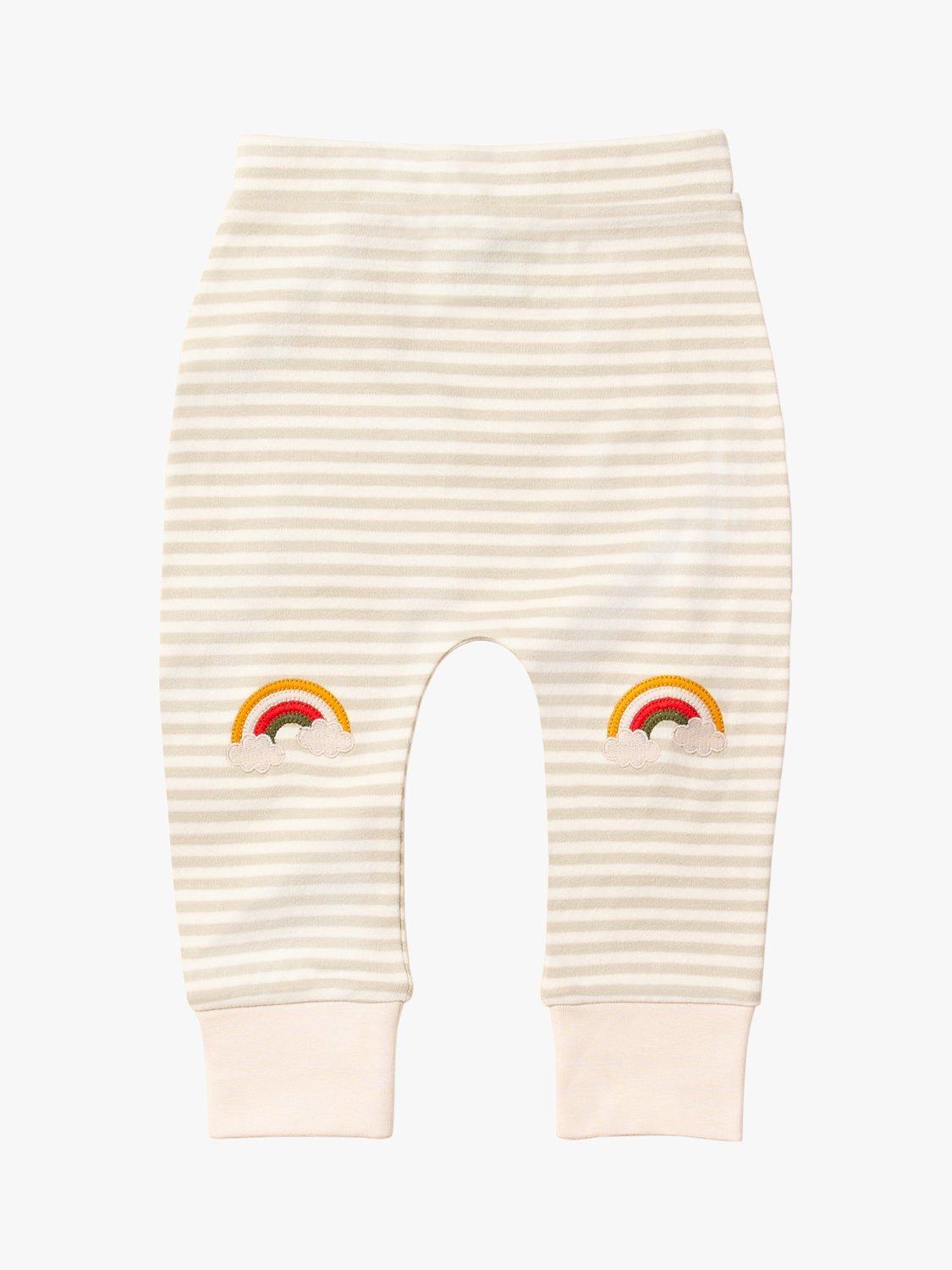Little Green Radicals Baby Organic Cotton Rainbow Knee Patch Striped Joggers, Multi