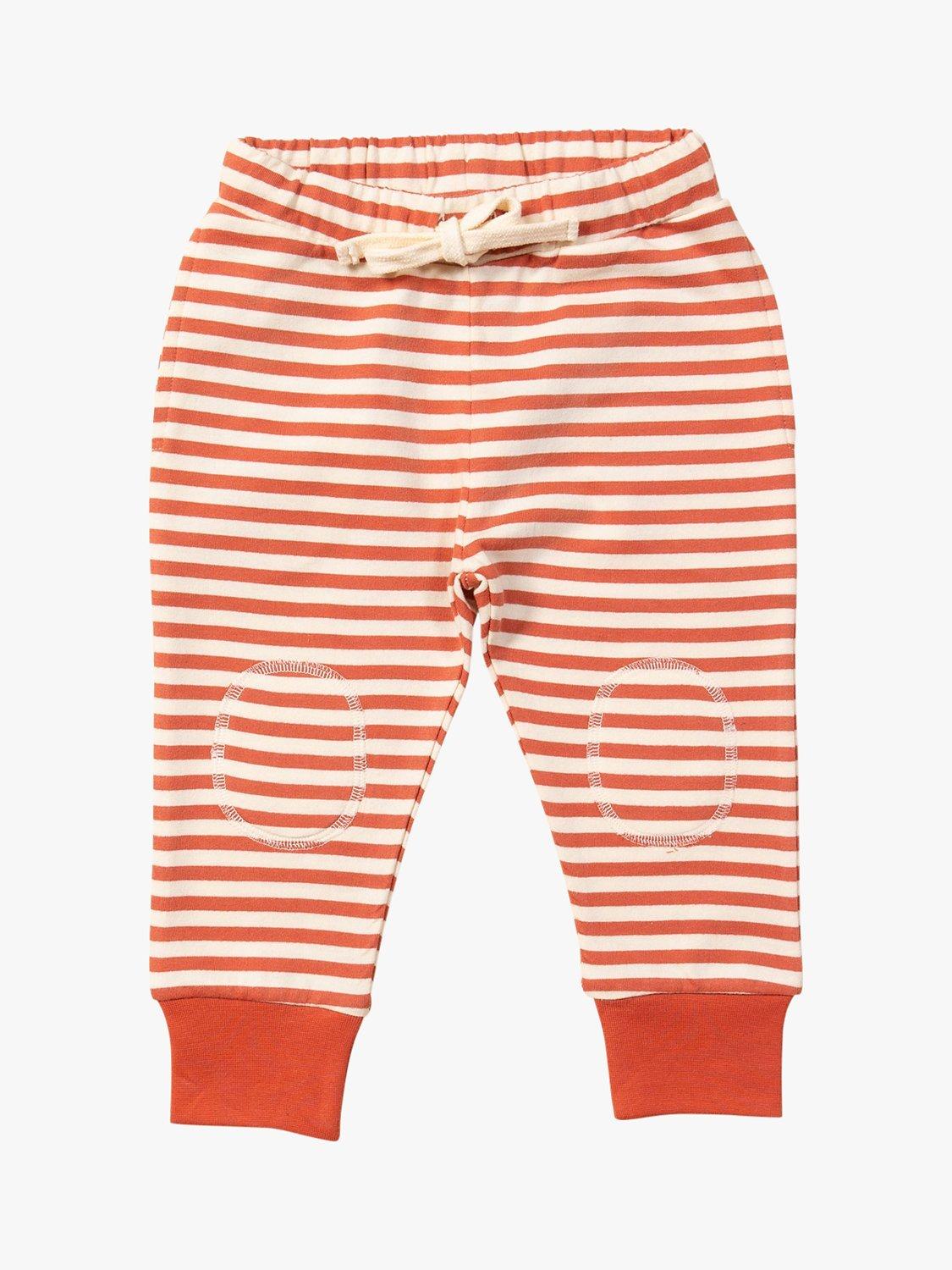 Little Green Radicals Baby Organic Cotton Stripe Marl Comfy Joggers, Walnut