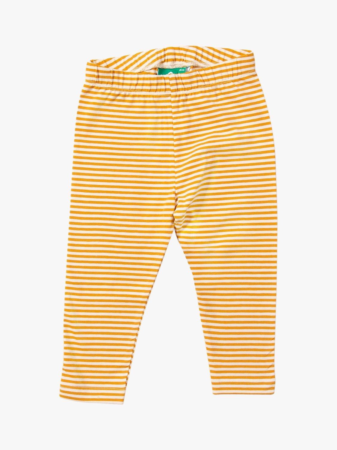 Little Green Radicals Baby Organic Cotton Blend Striped Slim Soft Leggings, Gold