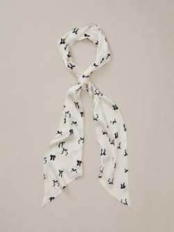 Phase Eight Bow Print Skinny Scarf, Black/Ivory - view 2, Black/Ivory