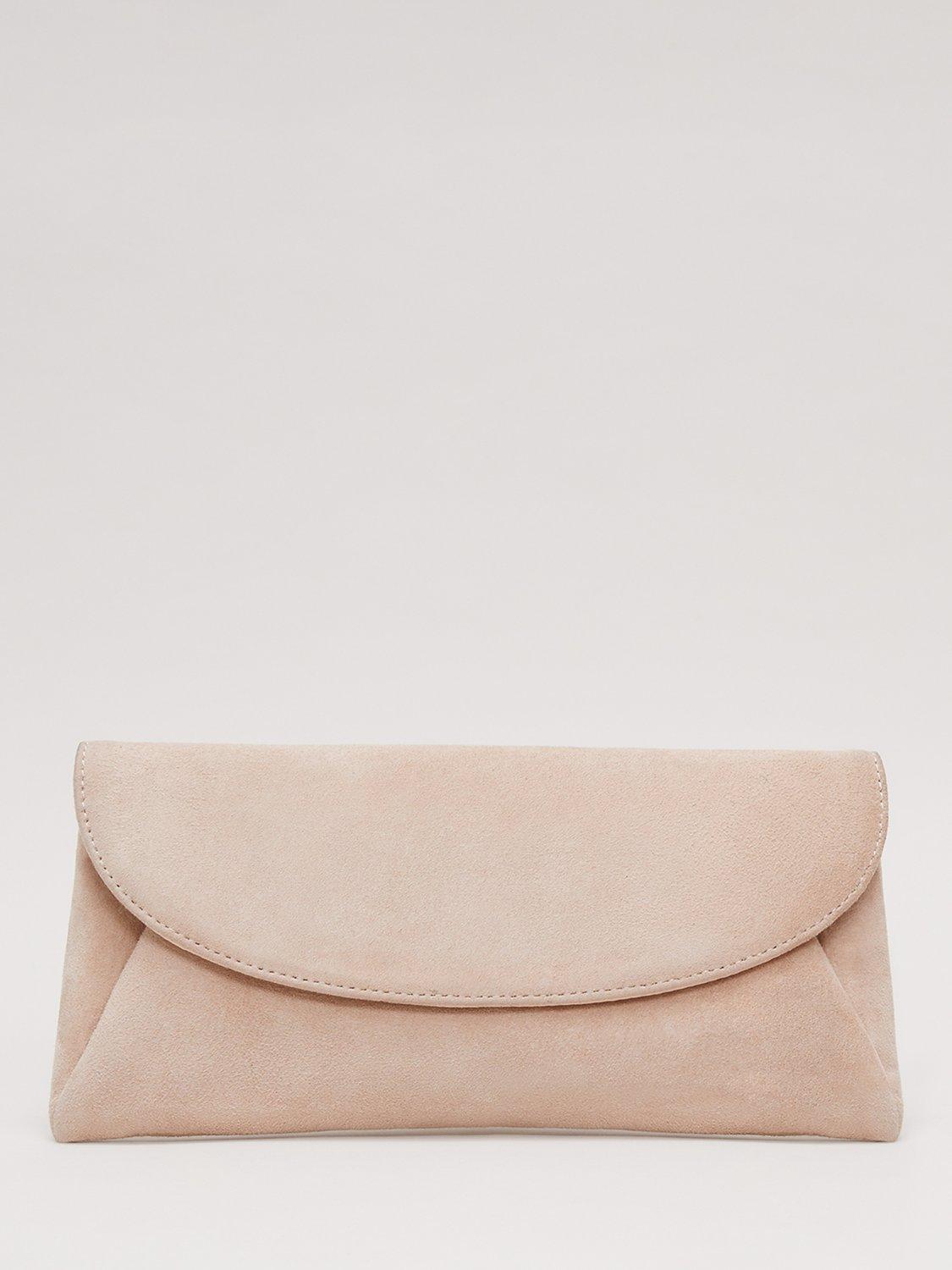 Phase Eight Suede Clutch Bag, Neutral, One Size