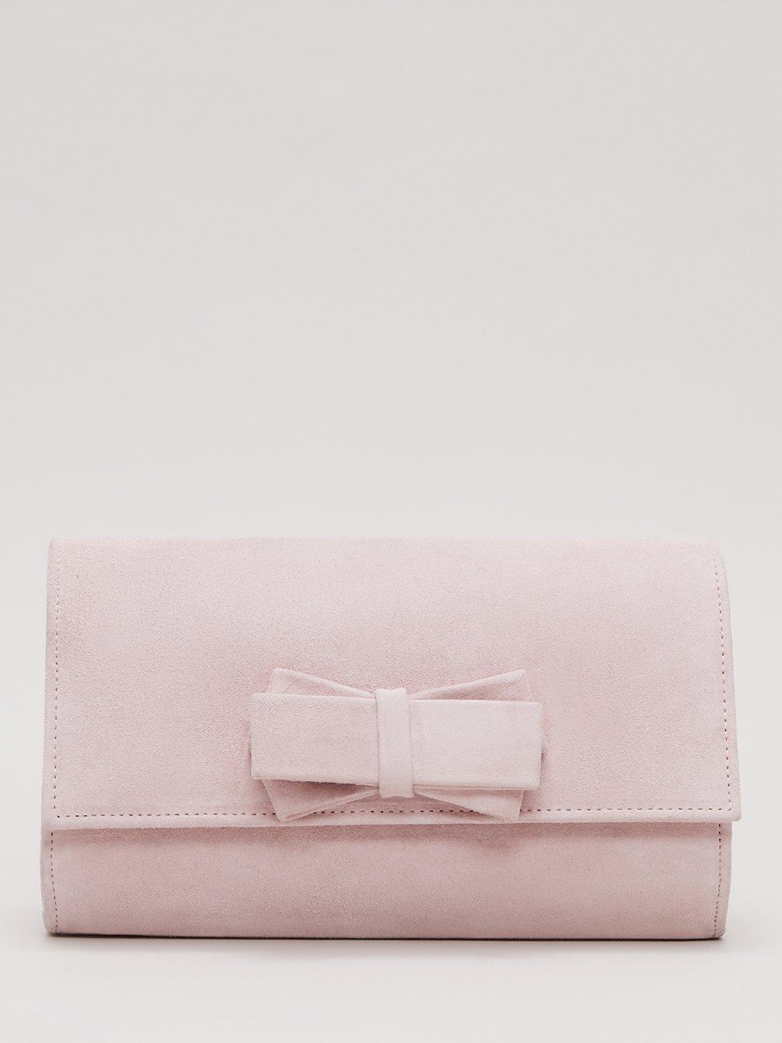 Phase Eight Bow Detail Clutch Bag Pale Pink