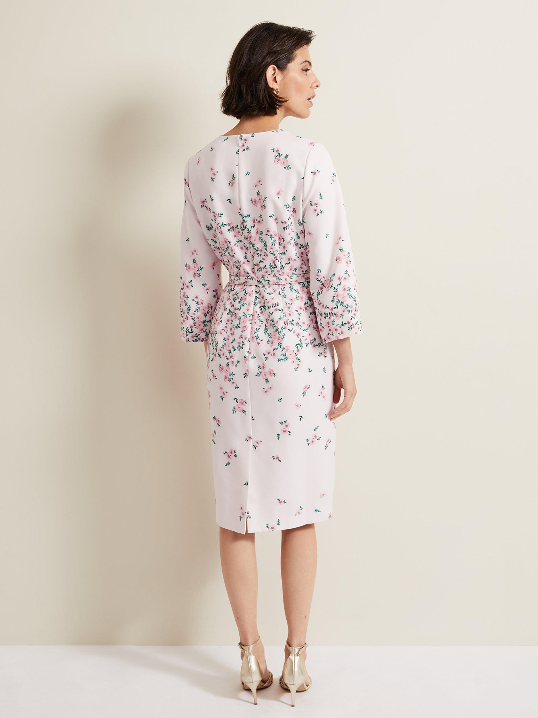 Phase Eight Giovanna Floral Belted Dress, Pink/Multi Phase Eight Giovanna Floral Belted Dress, Pink/Multi