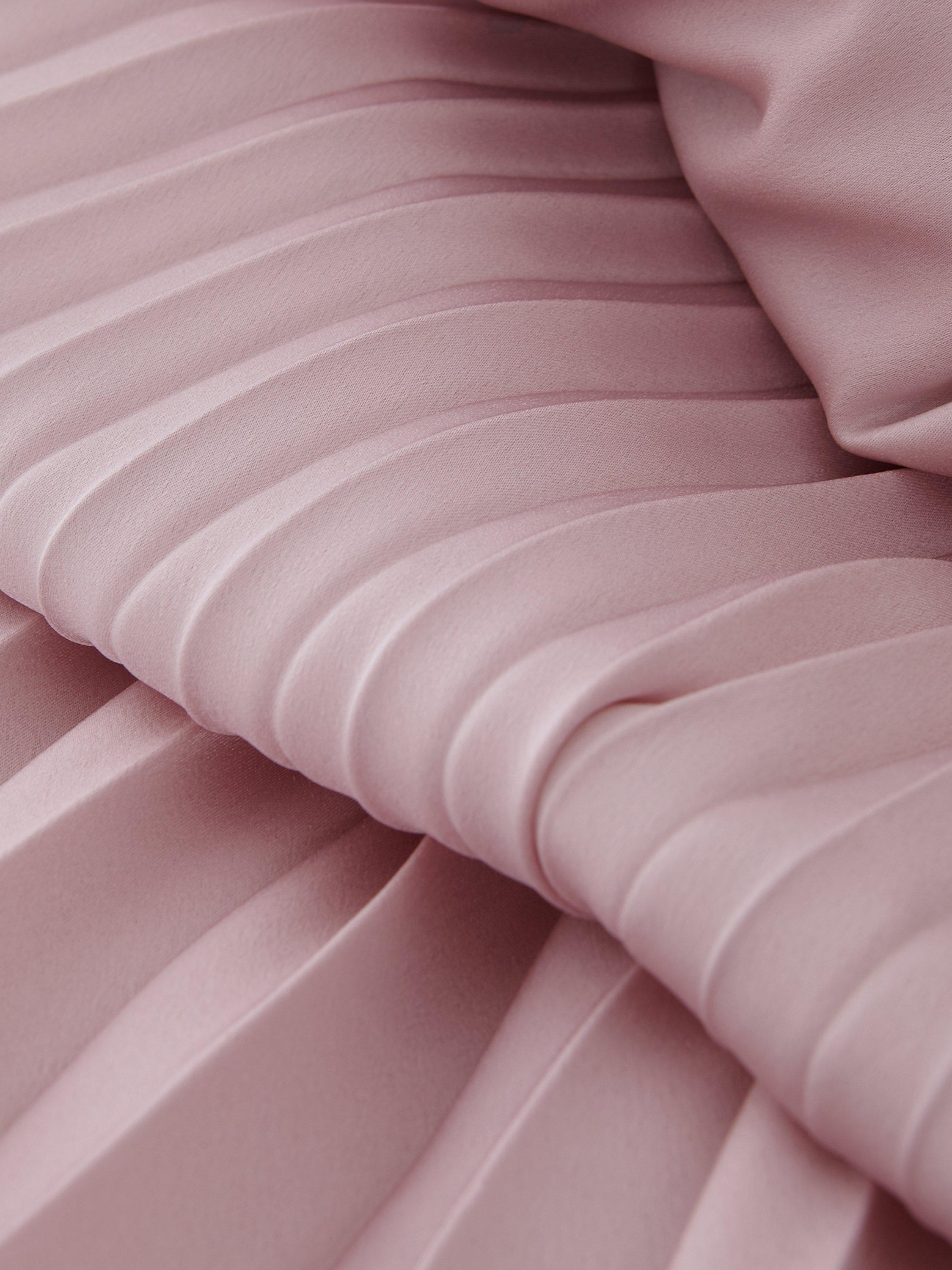 Product image 6 of 9, which shows Phase Eight Bonnie Pleated Faux Wrap Maxi Satin Dress, Pink, 10