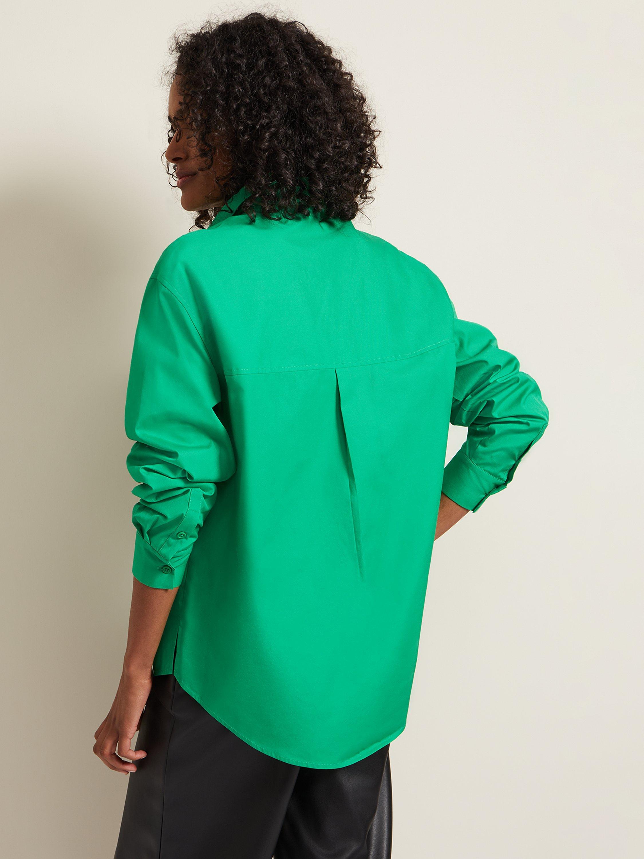 Product image 2 of 5, which shows Phase Eight Oversized Cotton Shirt, Green, 8