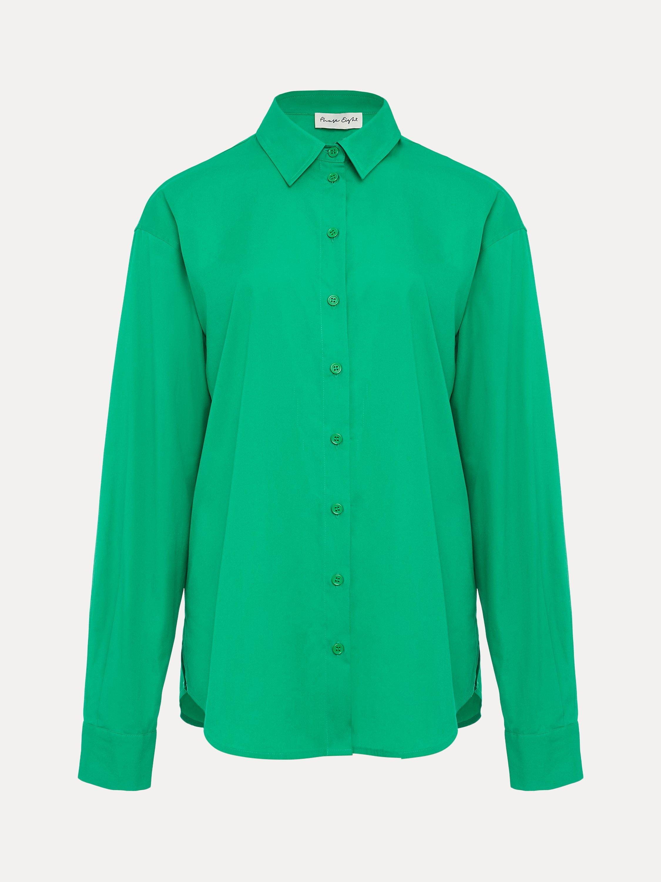 Product image 5 of 5, which shows Phase Eight Oversized Cotton Shirt, Green, 8