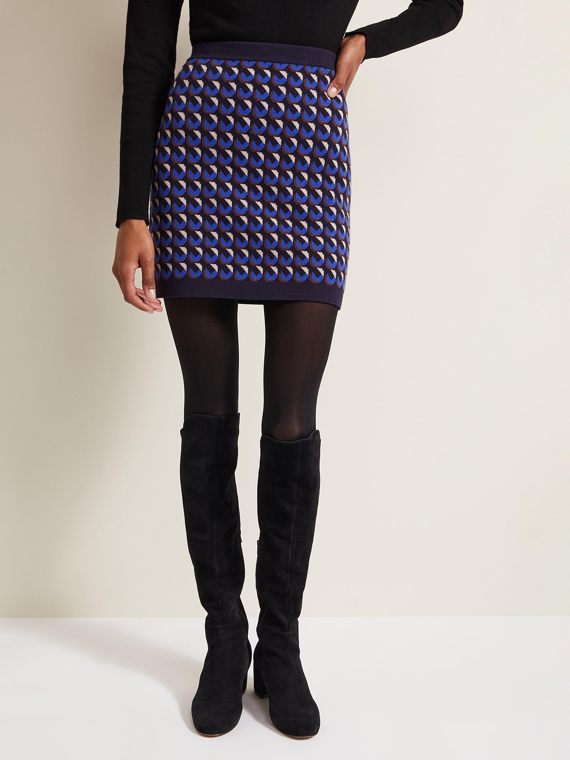 Phase Eight Nicole Geometric Print Knitted Mini Skirt, Multi
