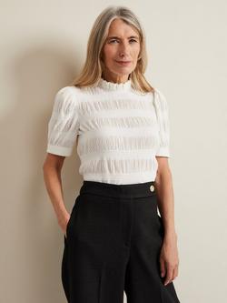 Phase Eight Samiha High Neck Textured Top, Ivory