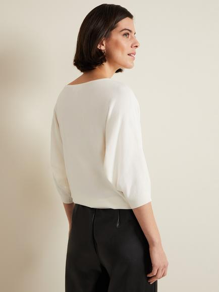 Phase Eight Cristine Fine Knit Batwing Jumper - view 2, Ivory