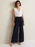 Phase Eight Ayla Colour Block Wide Leg Jumpsuit, Navy/Ivory