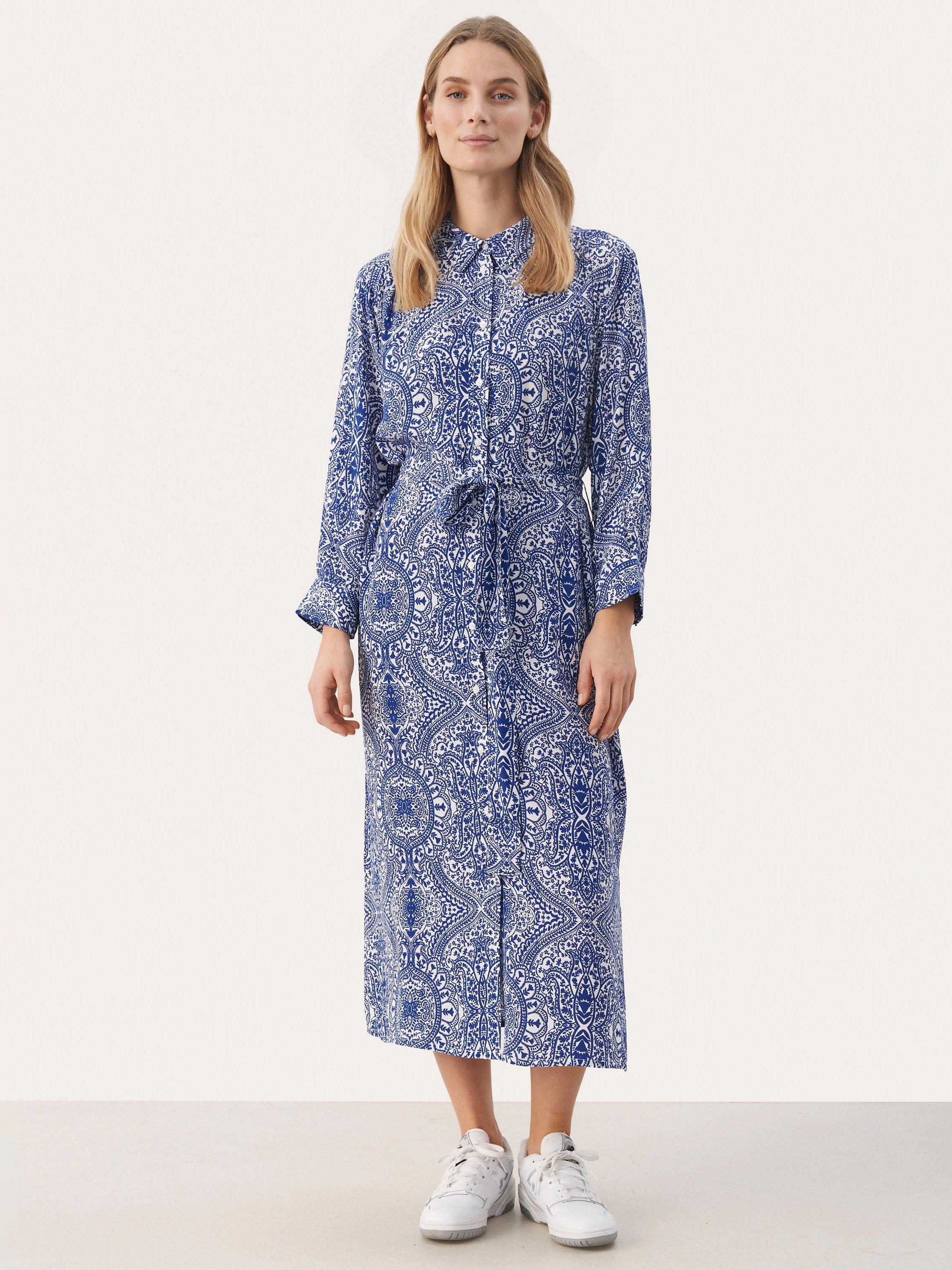 Part Two Binti Ecovero Belted Midi Dress, Deep Ultramarine