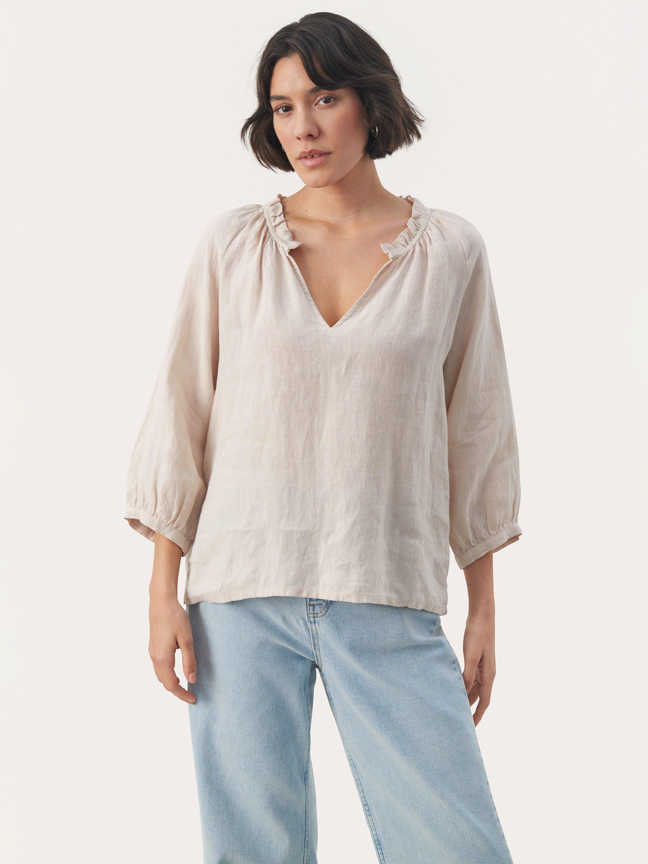 Part Two Elody Linen Blouse, French Oak