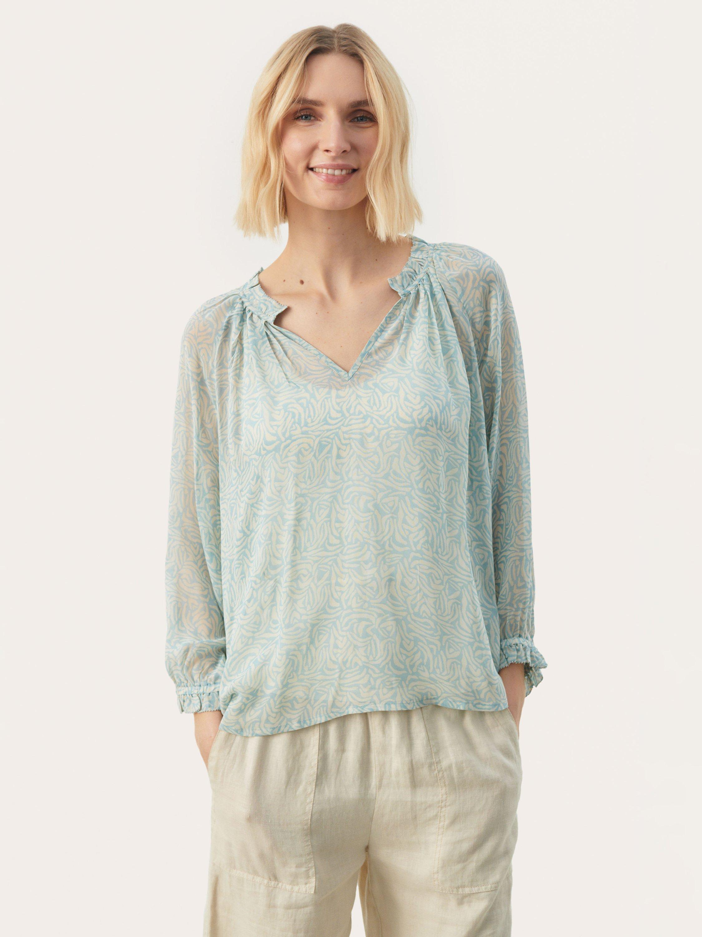 Part Two Elsia Casual Fit 3/4 Sleeve Blouse, Ether Cutout Print