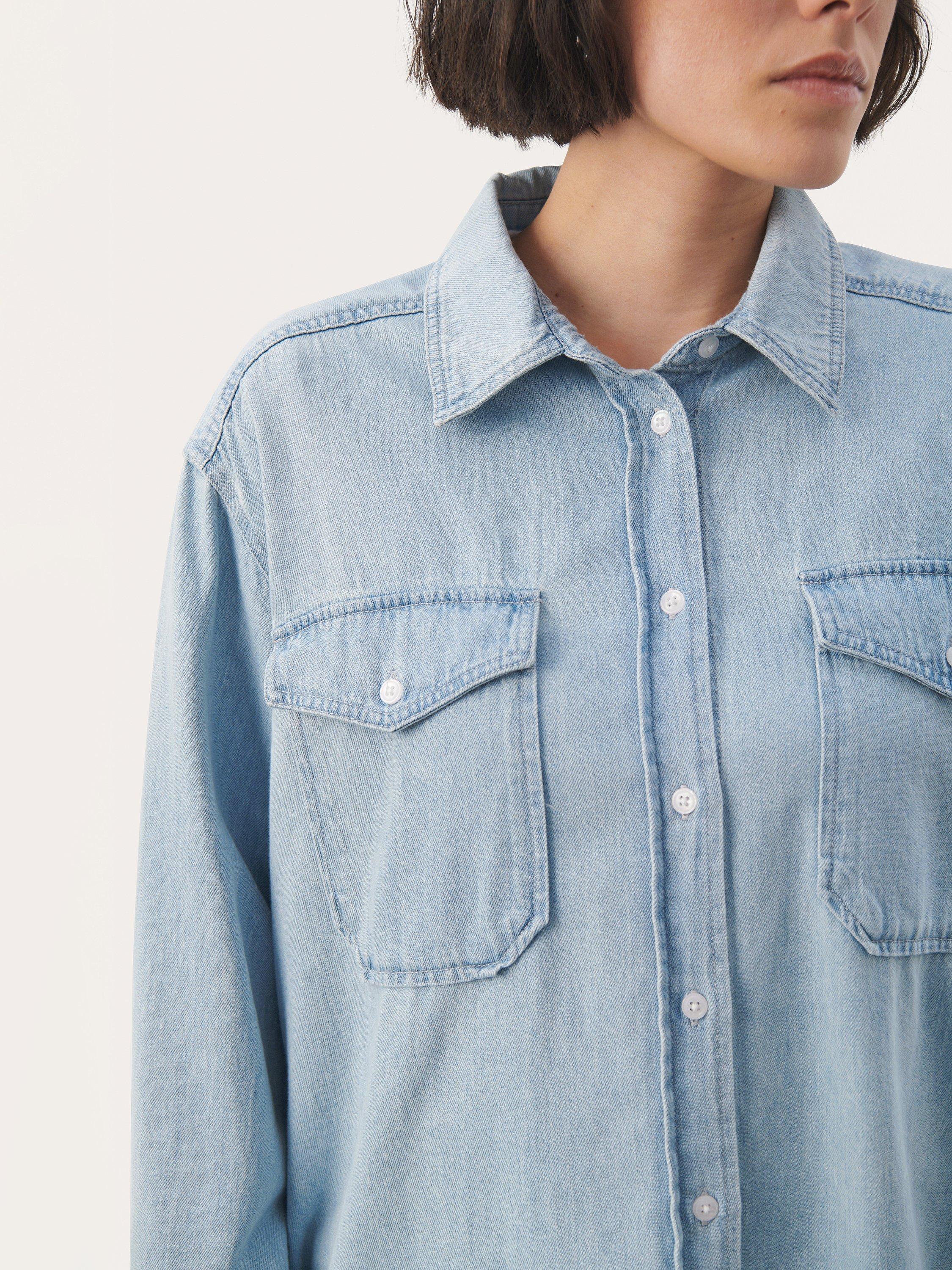 Part Two Collette Long Sleeve Denim Shirt, Whiteish Blue, 12