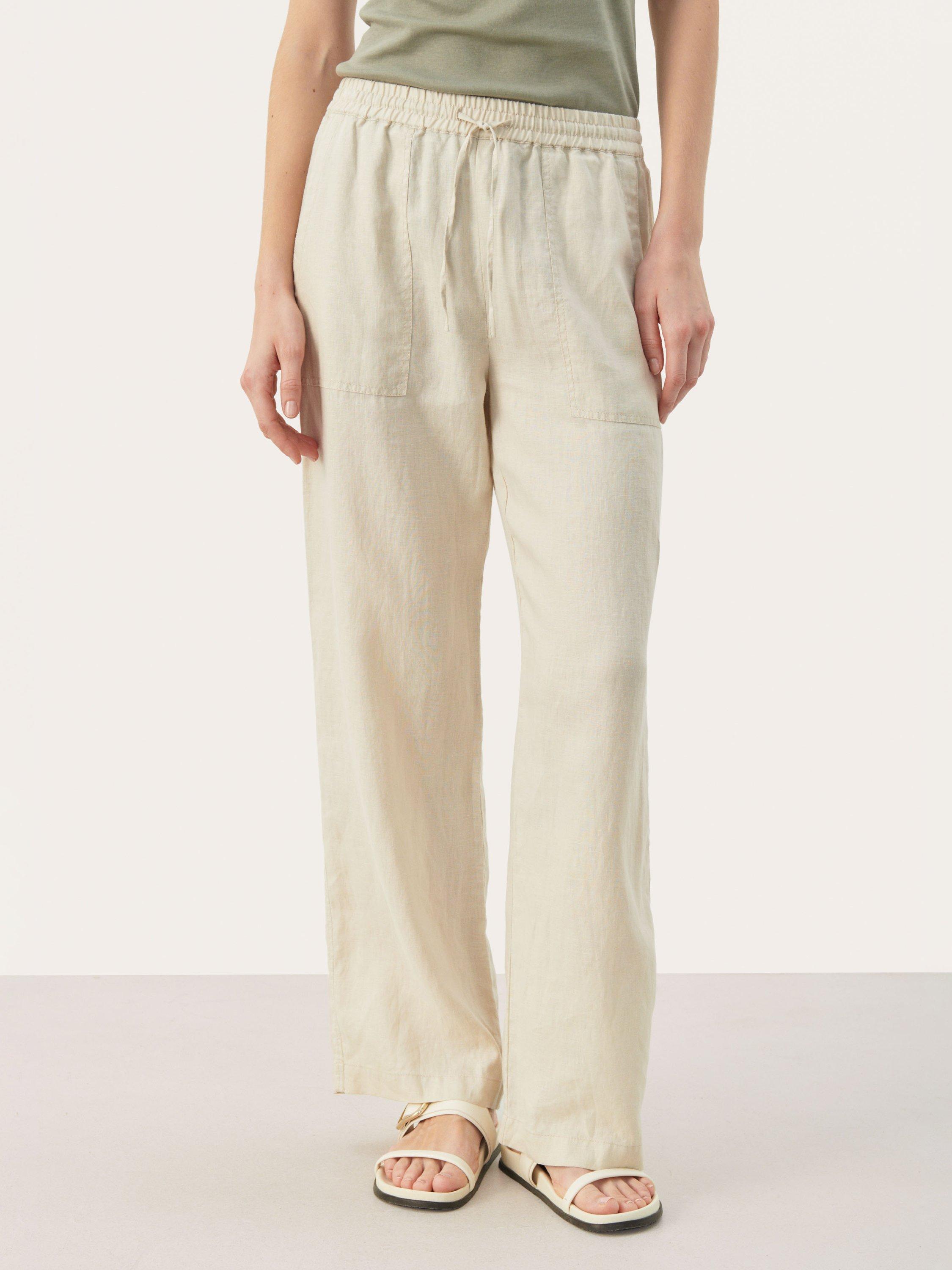 Product image 1 of 4, which shows Part Two Eniola Wide Leg Linen Trousers, French Oak, 8