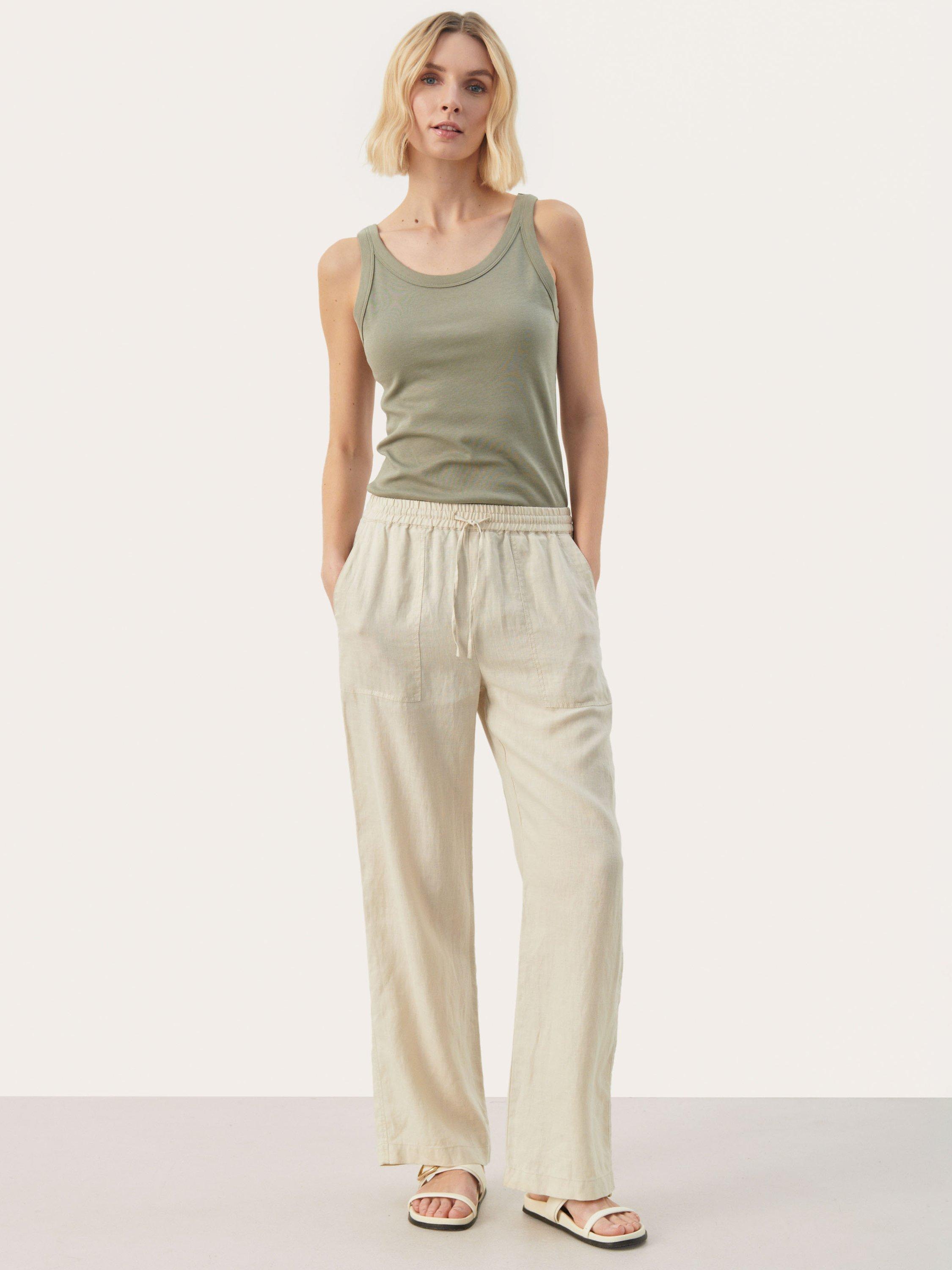 Product image 3 of 4, which shows Part Two Eniola Wide Leg Linen Trousers, French Oak, 8