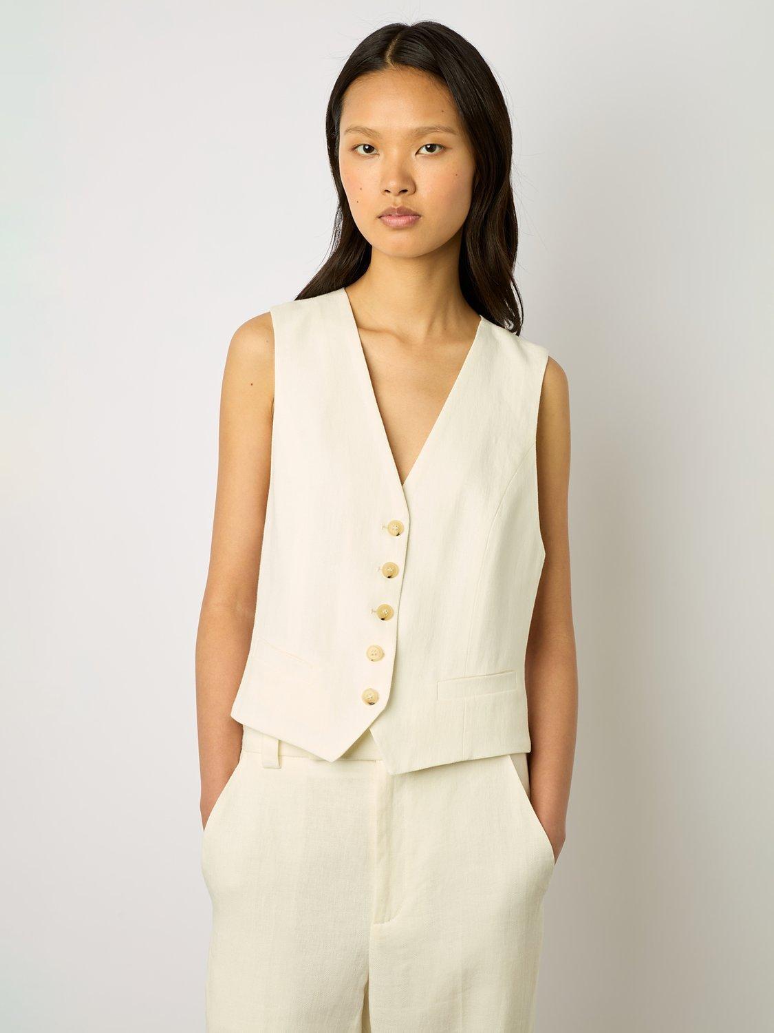 Gerard Darel Brasia Linen Blend Waistcoat, Ecru