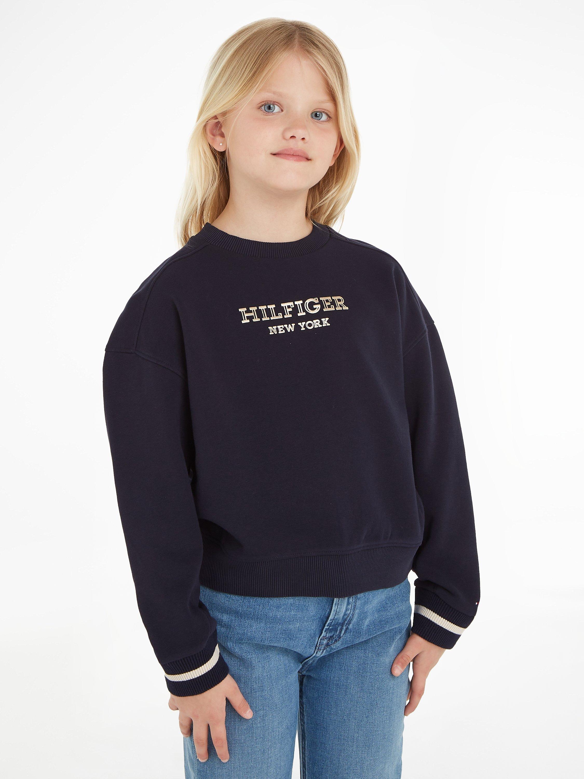 Tommy Hilfiger Kids' Foil Monotype Logo Sweatshirt, Desert Sky