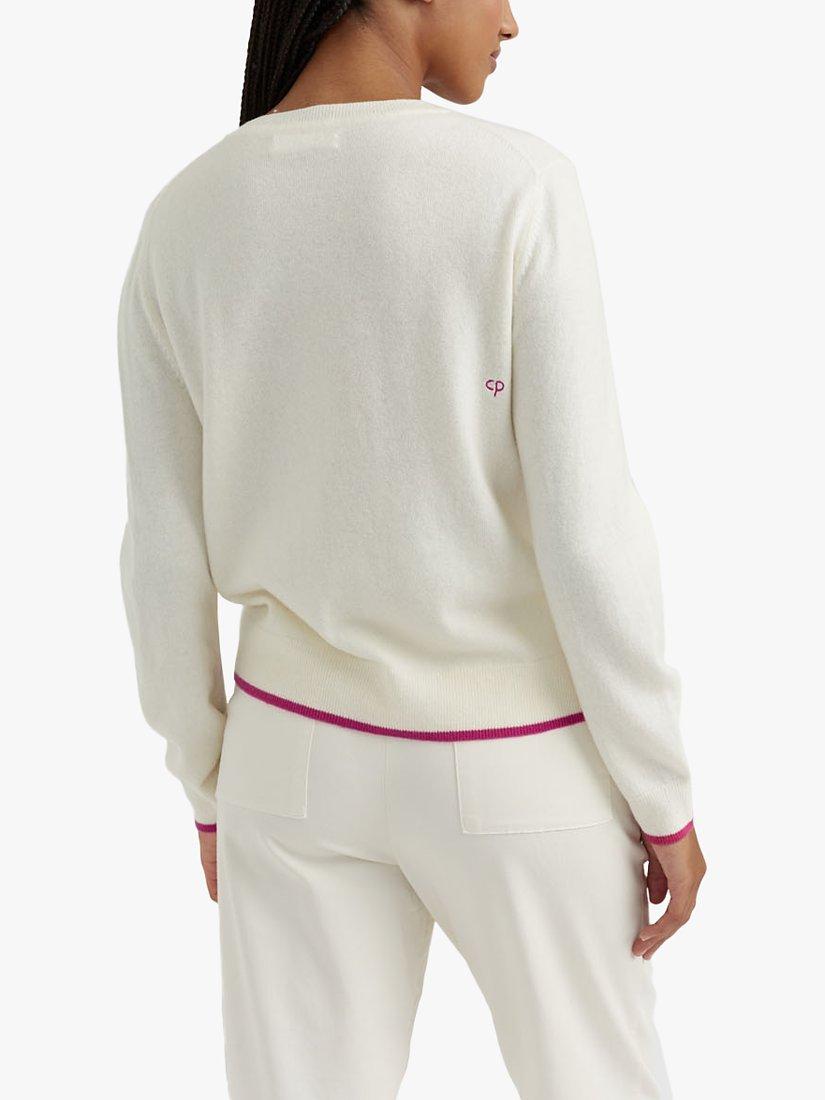 Product image 2 of 3, which shows Chinti & Parker Wool and Cashmere Blend Snoopy Love Jumper, Cream/Berry, S